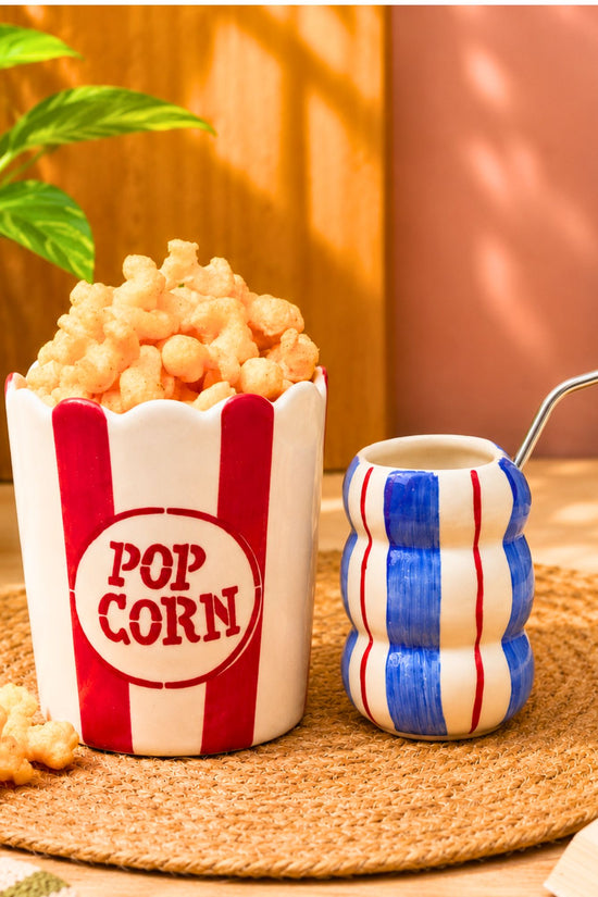 handmade Set of 2 - Popcorn Tub & Cool Blue Sipper Combo