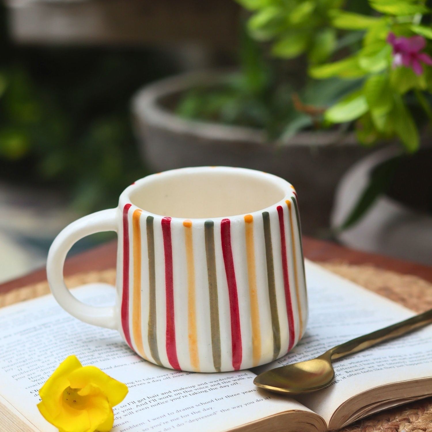 Rainbow Striped Mug made by ceramic