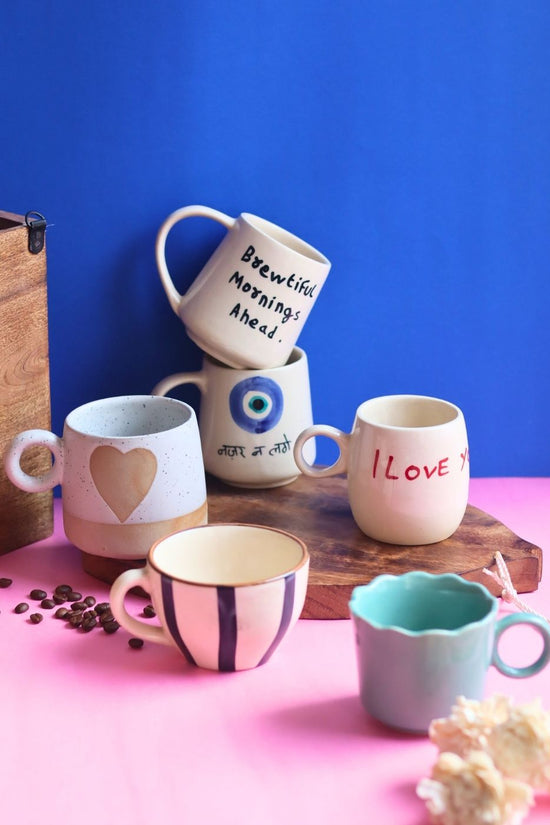 handmade Set of 6 Morning Bliss Mugs (for the price of 5)