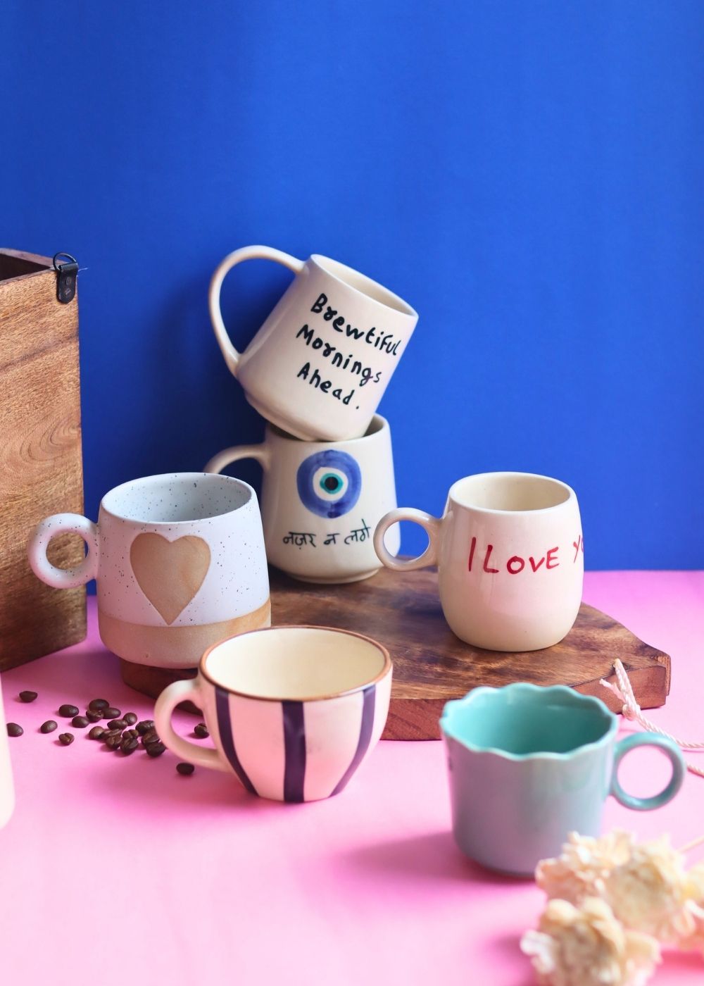 handmade Set of 6 Morning Bliss Mugs (for the price of 5)