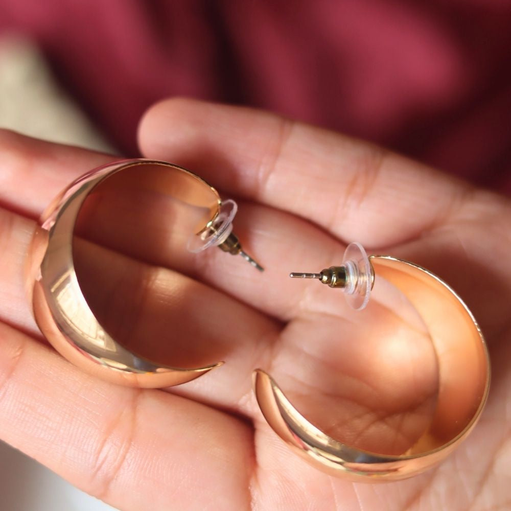 Anti tarnish Gold Crest Hoops