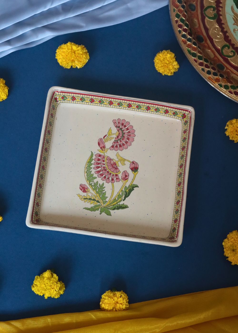 Red Motif Serving Platter - Large fir this festival