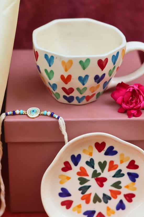 LoveisLove Mug & LoveisLove Dessert Plate Rakhi Gift Box made with prmeium quality material