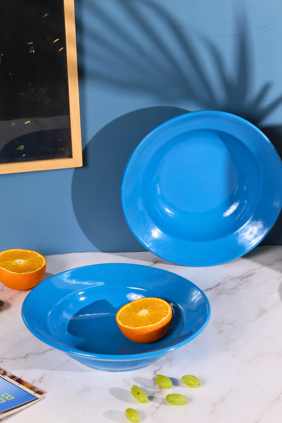 luster blue pasta plate