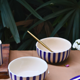 White and blue ceramic bowls