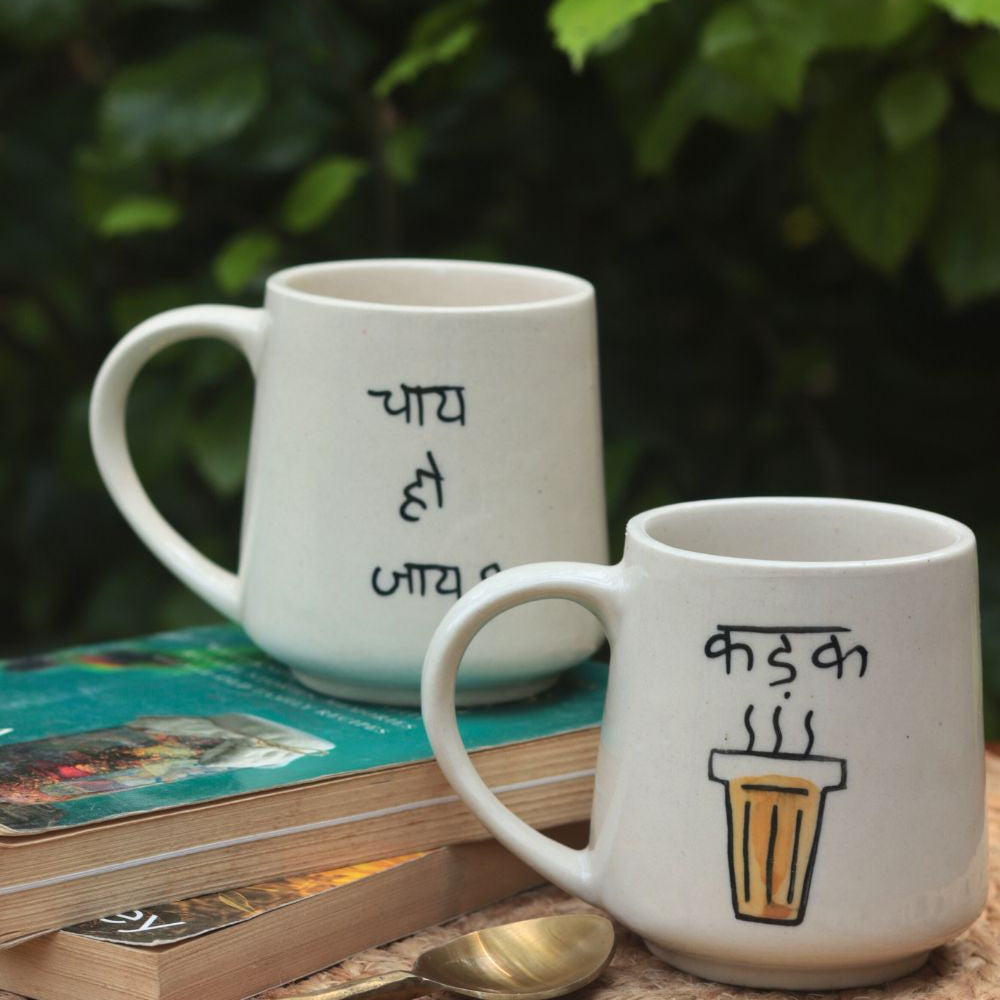 Set of 2 - Kadak & Chai Ho Jaye Mug - The Chai Lover Edit made by ceramic