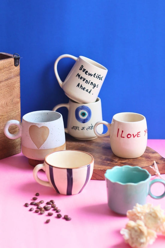 Set of 6 Morning Bliss Mugs (for the price of 5) handmade in India