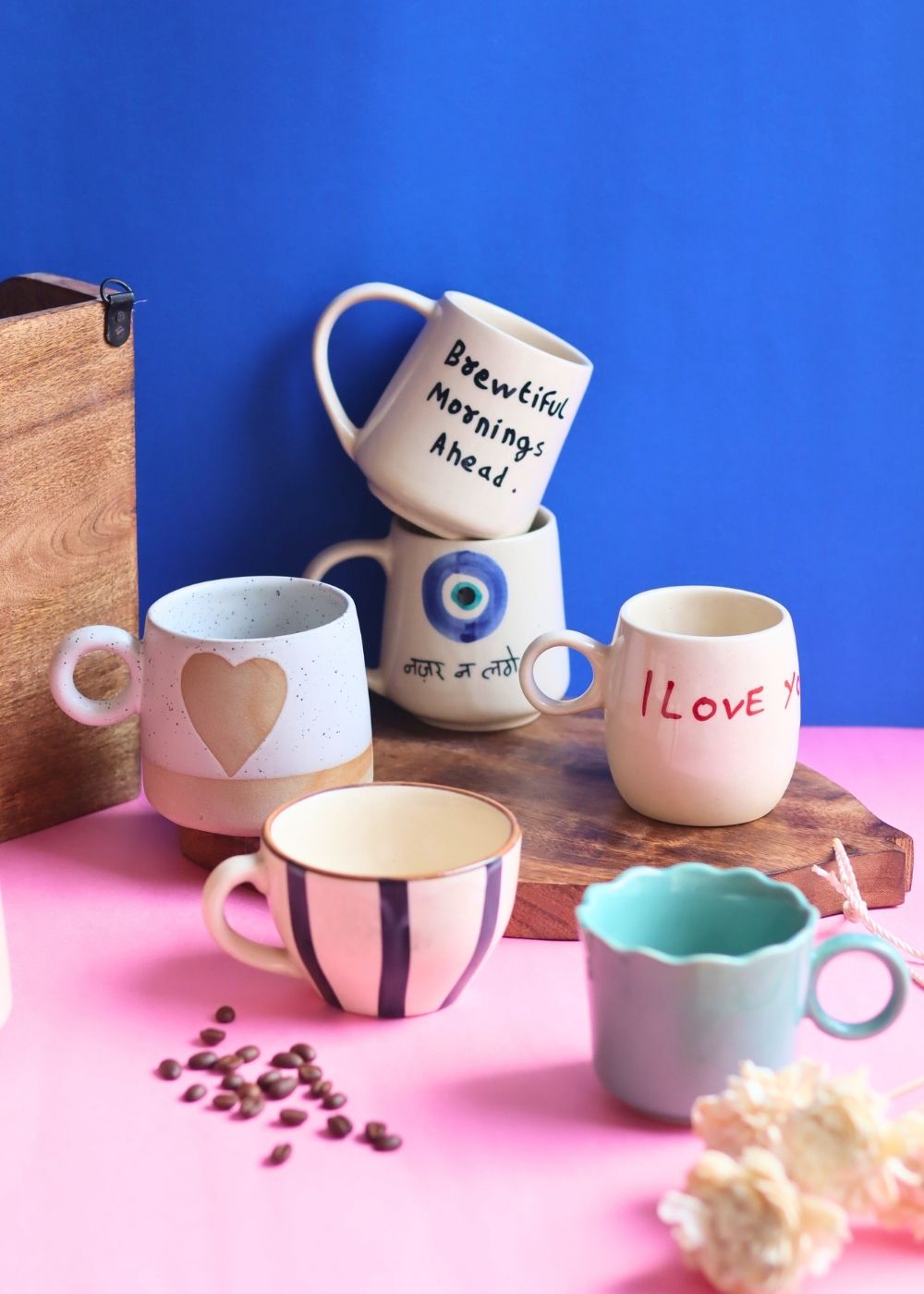 Set of 6 Morning Bliss Mugs (for the price of 5) handmade in India