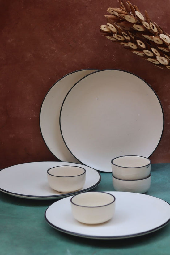 Set of 8 - Basic White Dinner set handmade in India