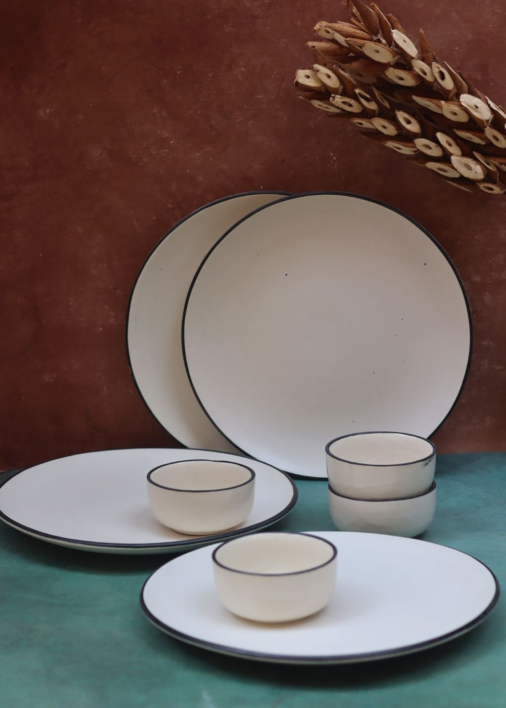 Set of 8 - Basic White Dinner set handmade in India