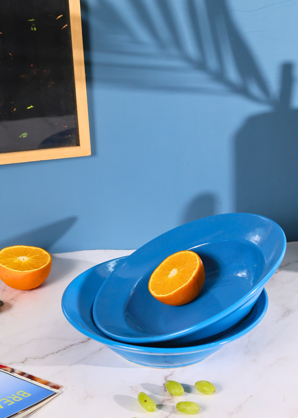 Blue pasta plate ceramic 