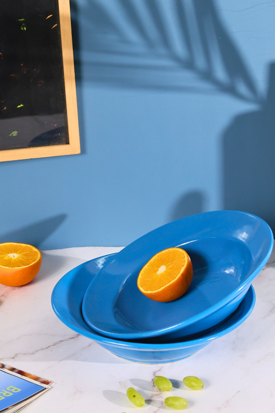 Blue pasta plate ceramic 