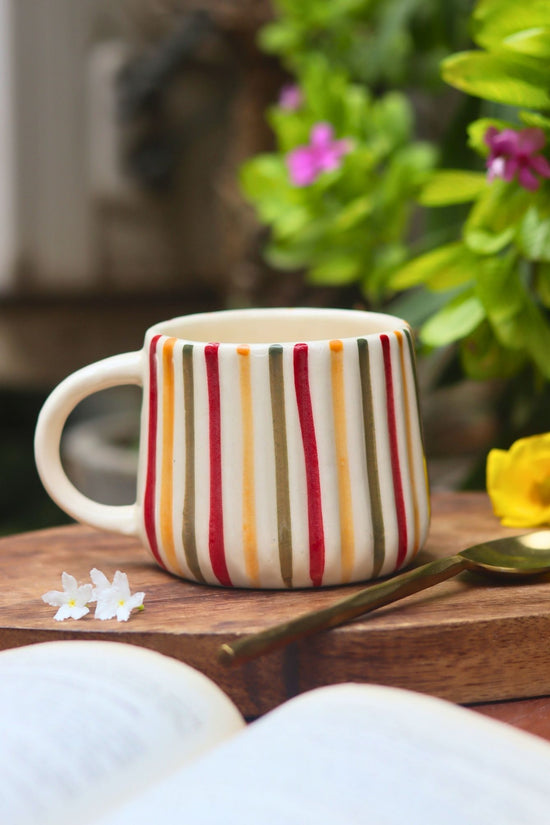 Rainbow Striped Mug handmade in India