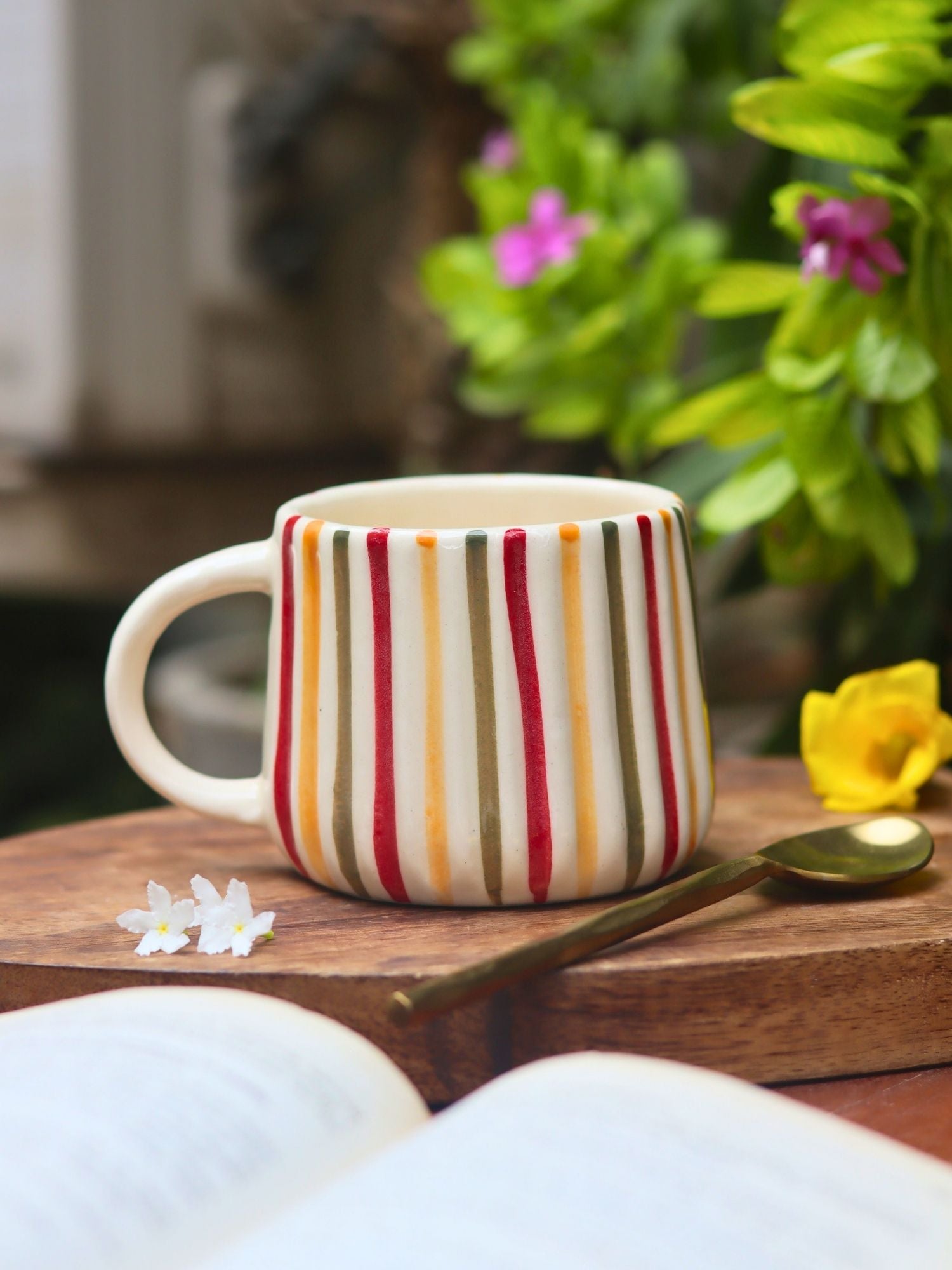 Rainbow Striped Mug handmade in India