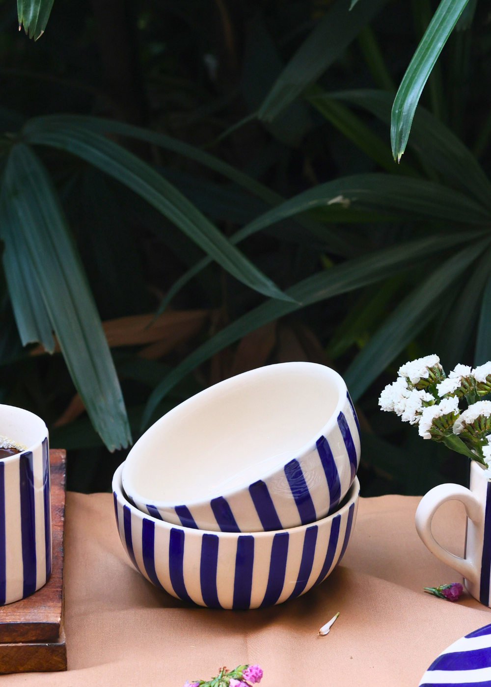 White & Blue Ceramic Bowls 