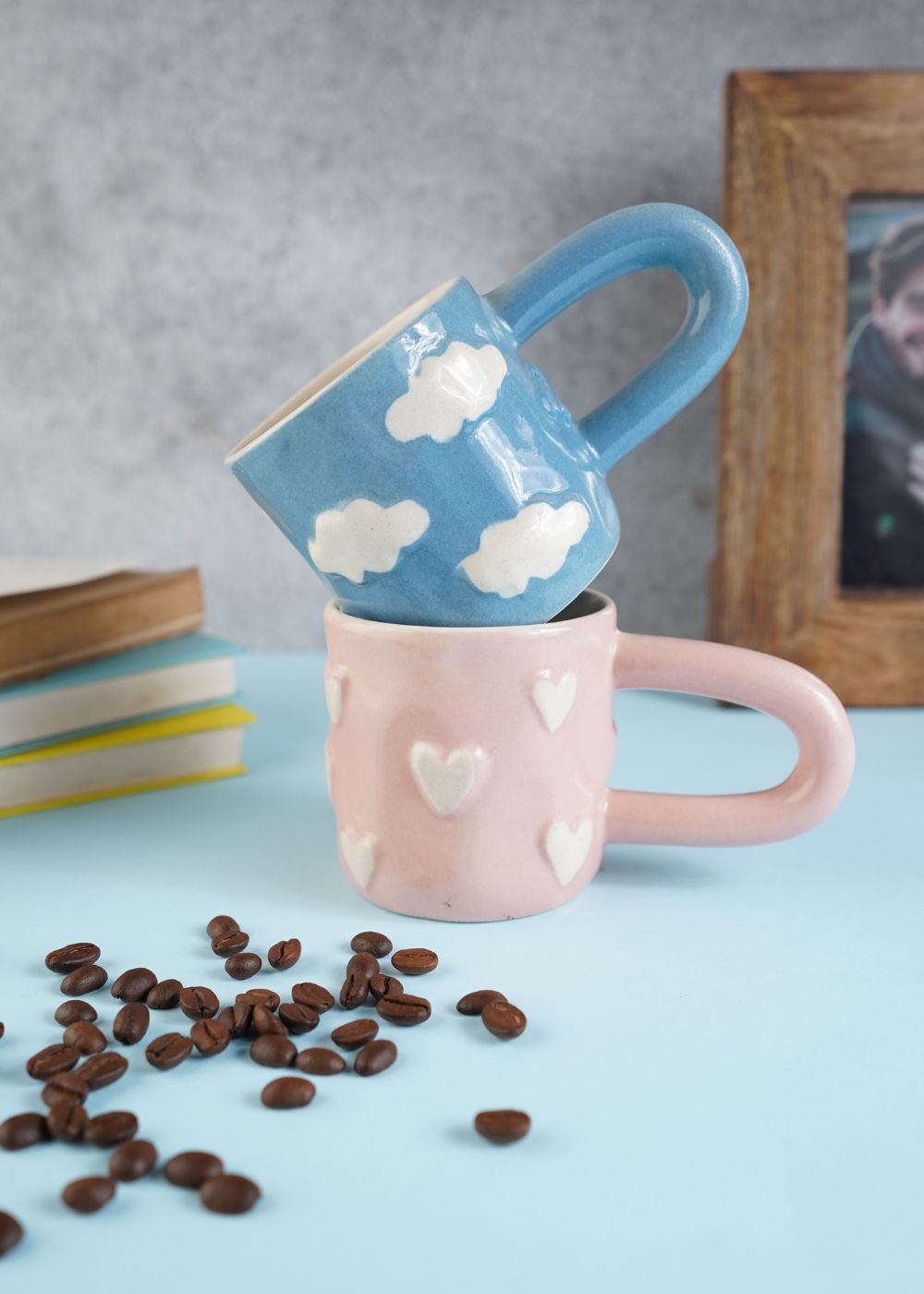 Cloud Nine & Pastel Pink Heart Mug