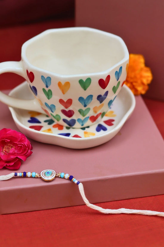 LoveisLove Mug & LoveisLove Dessert Plate Rakhi Gift Box
