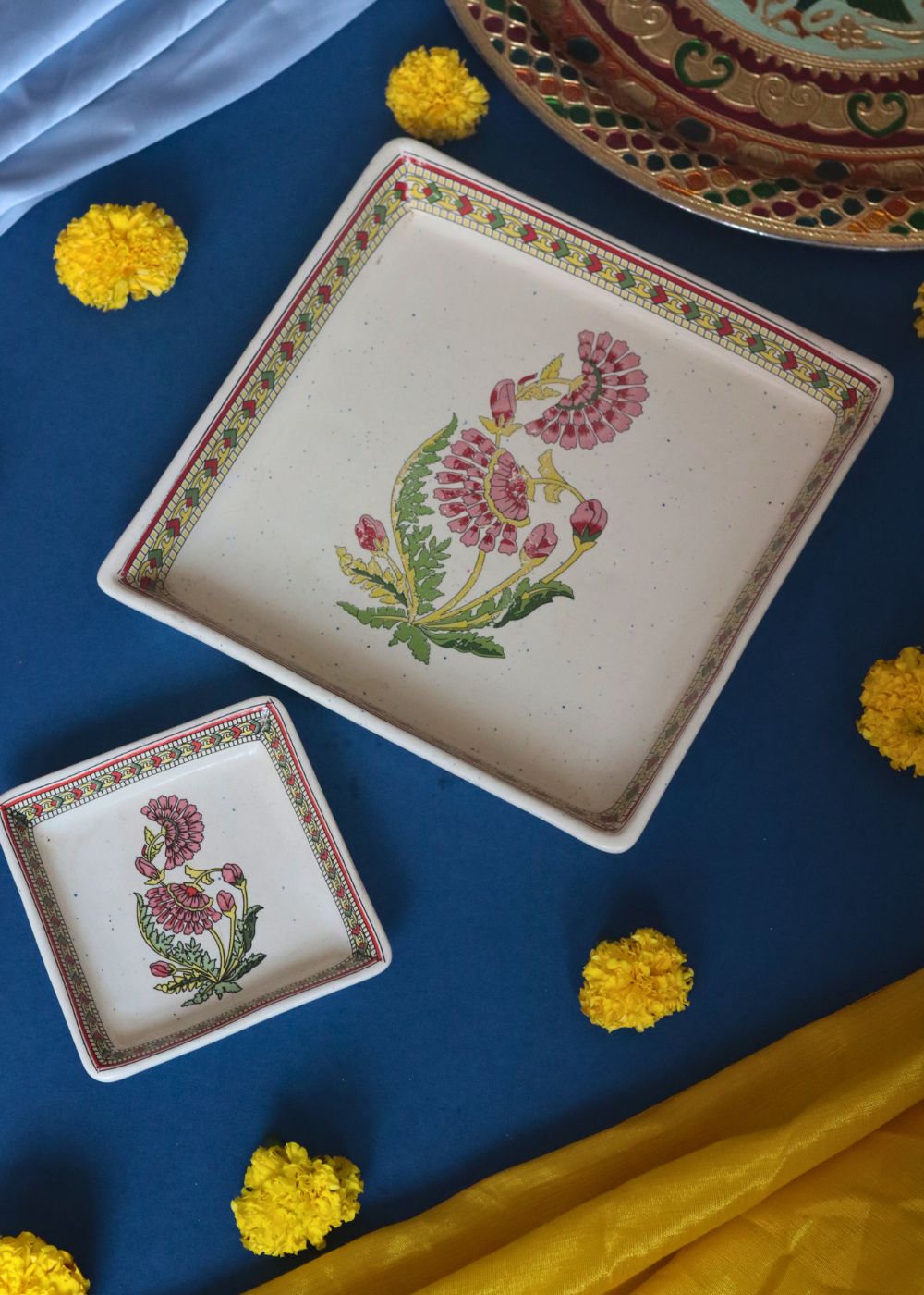 Red Motif Platter - Set of two made in india