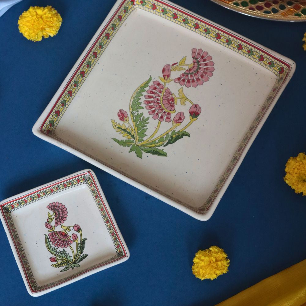 Red Motif Platter - Set of two made by ceramic