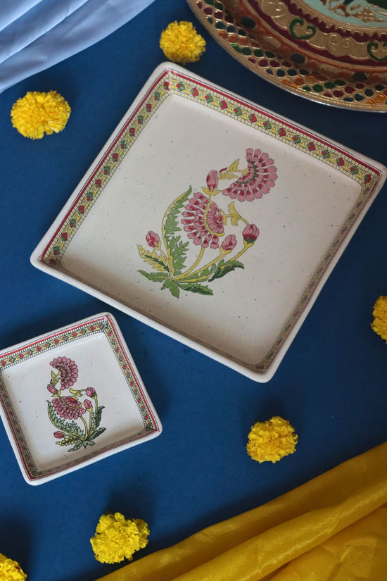 Red Motif Platter - Set of two made by ceramic