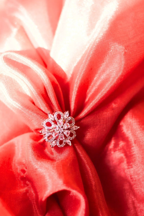 Floral Elegance AD Adjustable Ring handmade in India