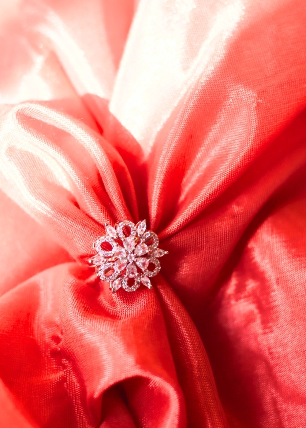 Floral Elegance AD Adjustable Ring handmade in India