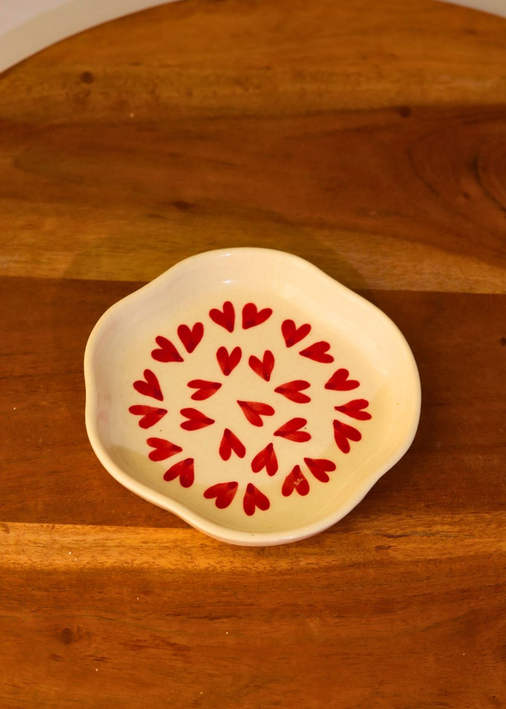 all heart handmade dessert plate made by ceramic 