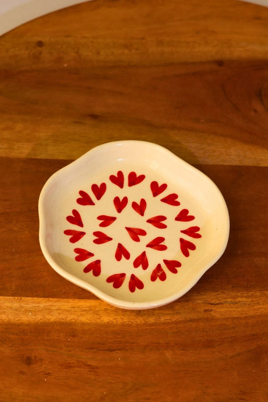 all heart handmade dessert plate made by ceramic 