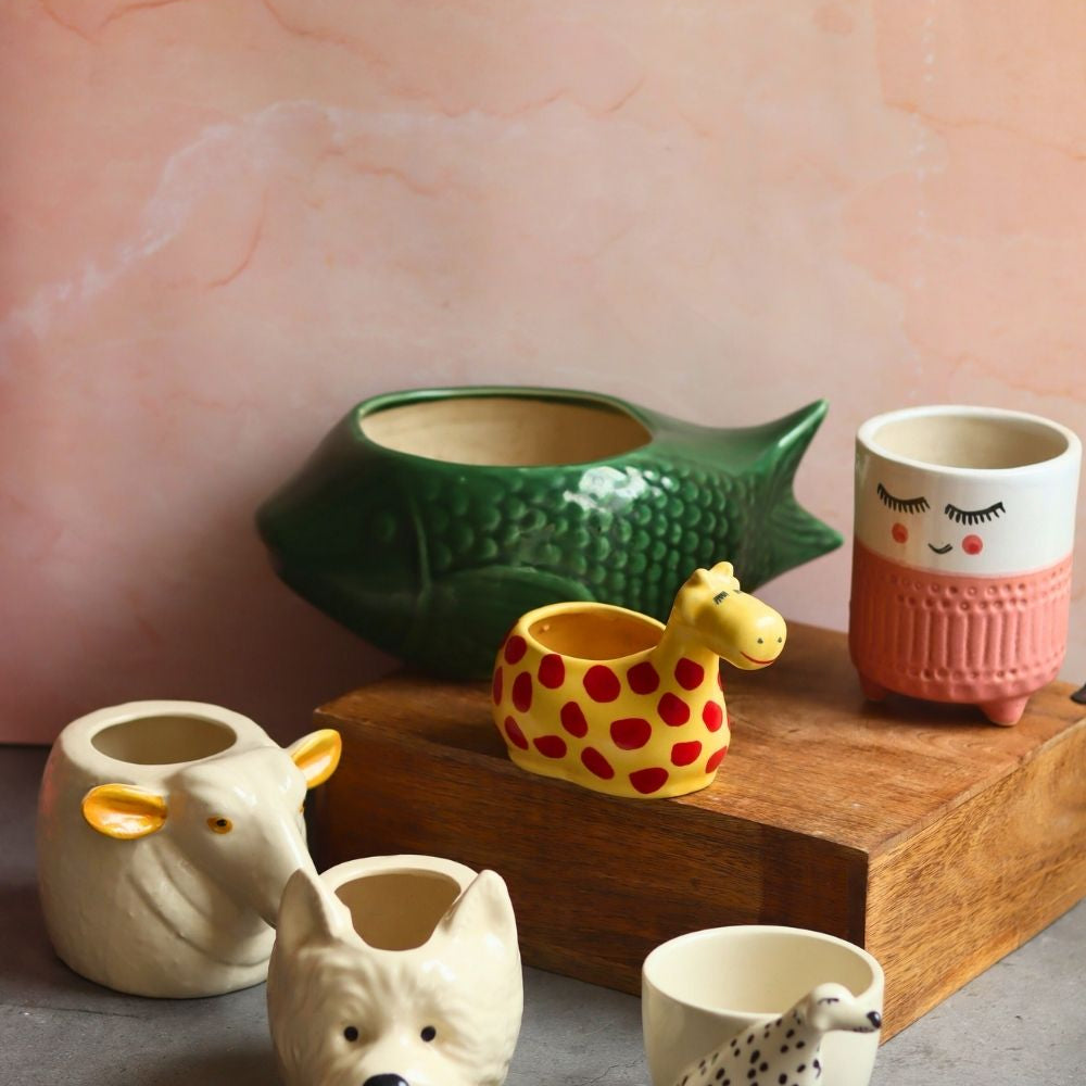 Set of 6 Pinteresty Animals Planters (for the price of 5) made by ceramic