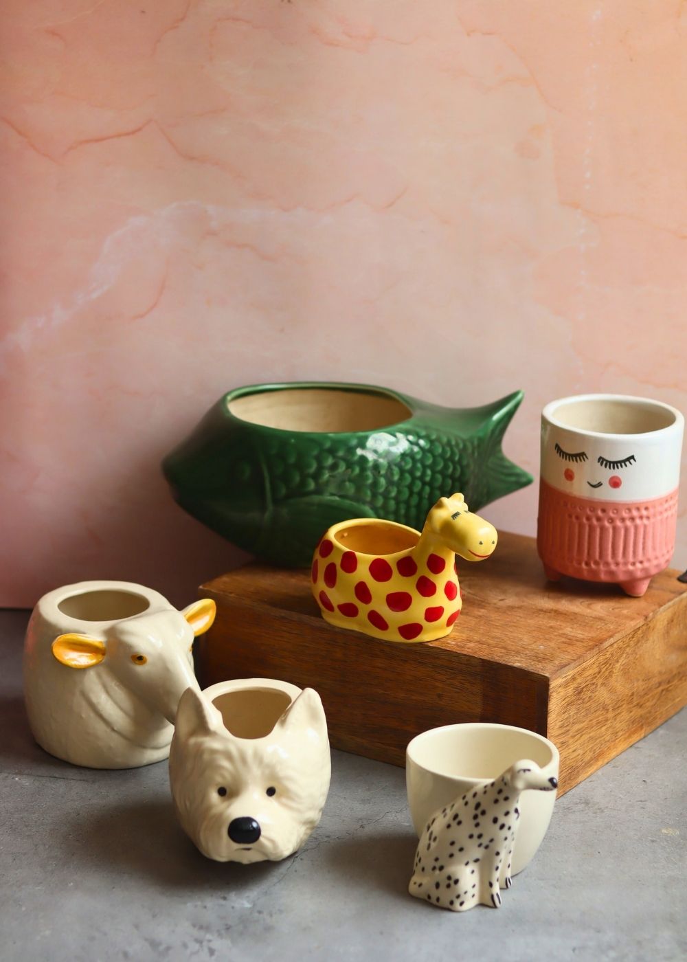 Set of 6 Pinteresty Animals Planters (for the price of 5) made by ceramic