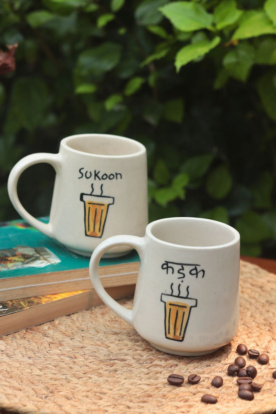 handmade Set of 2 - Kadak & Sukoon Mug - The Chai Lover Edit