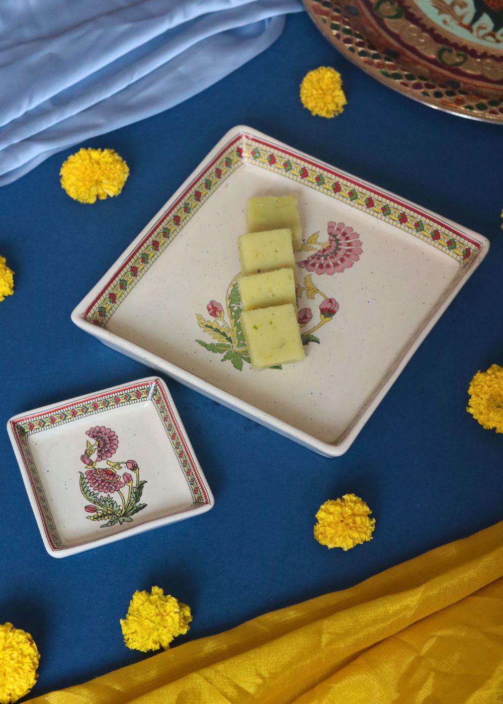 Red Motif Platter - Set of two handmade by artisan