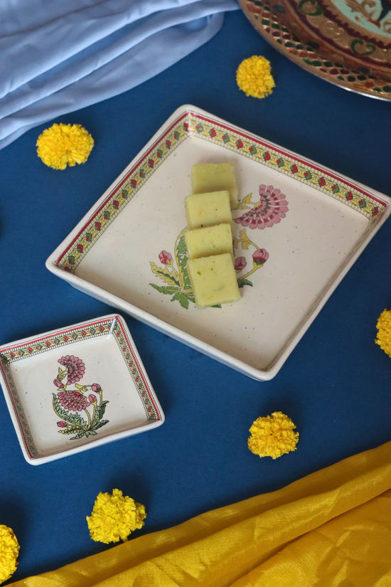 Handmade Red Motif Platter - Set of two