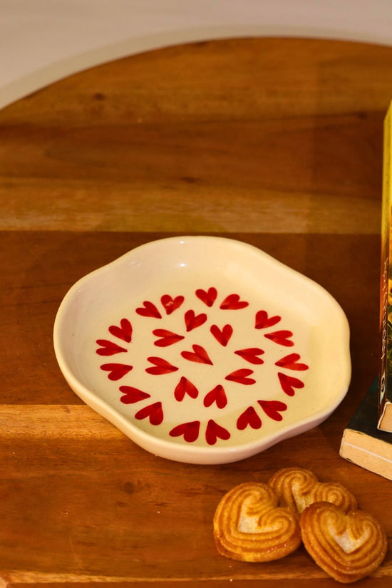 all heart dessert plate handmade in india 