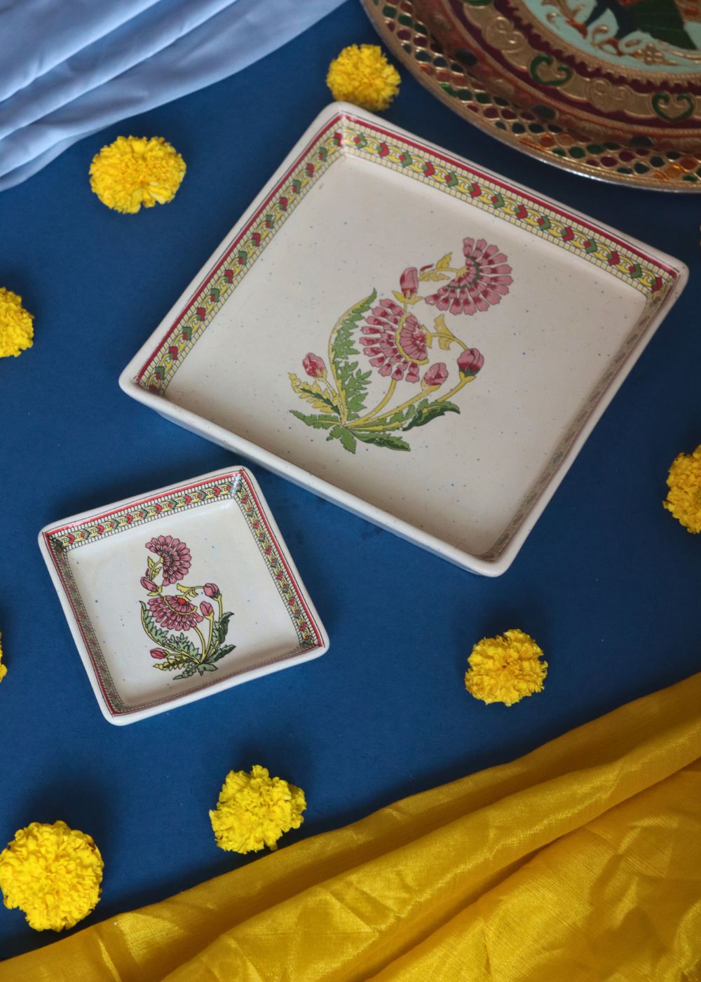 Red Motif Platter - Set of two for this festival