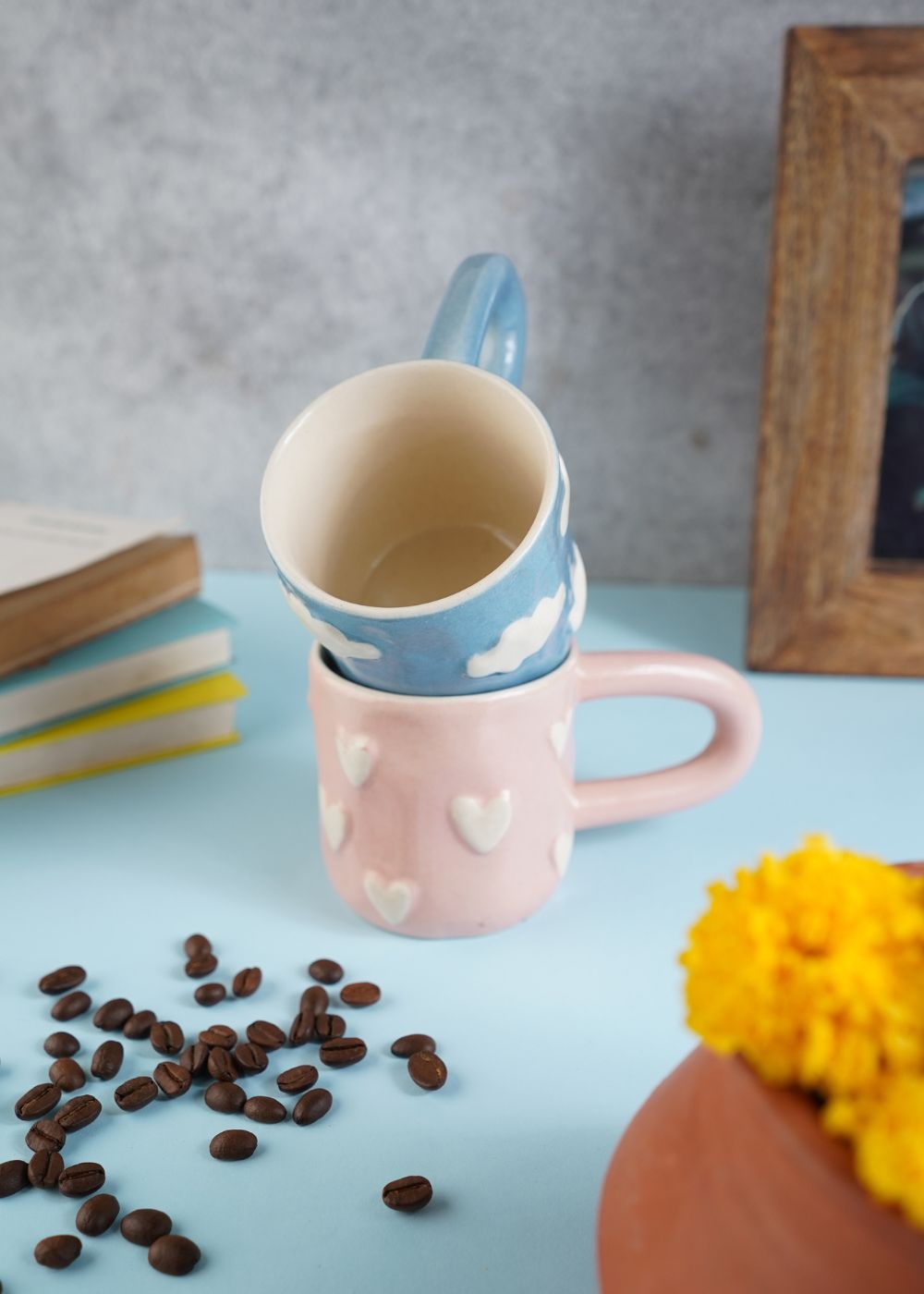 Cloud Nine & Pastel Pink Heart Mug