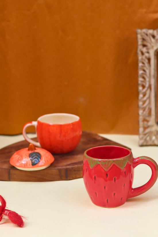 Set of 2 - Orange Mug with Lid & OG Strawberry mug & Orange Mug combo with premium quality material