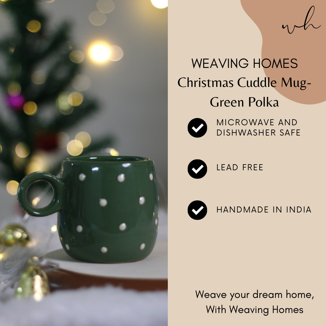Christmas Cuddle Mug- Green Polka