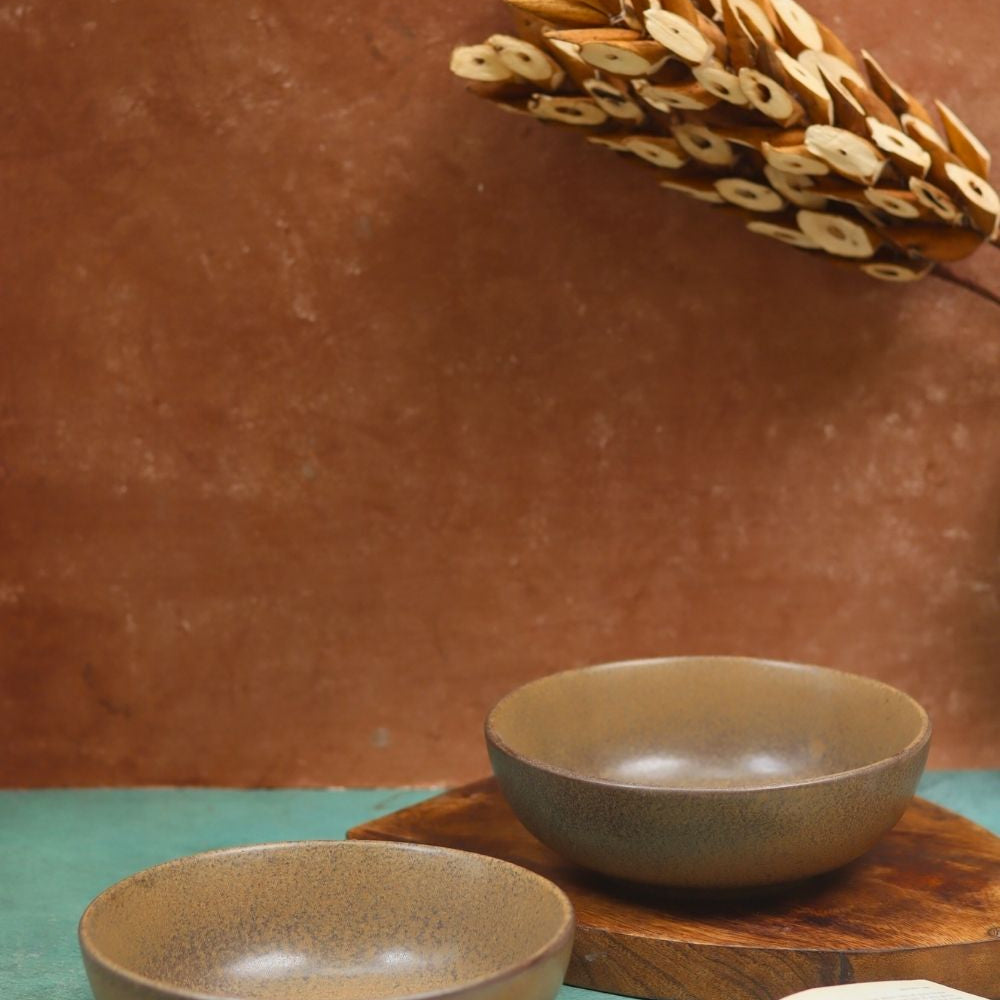 handmade Woody Brown Curry Bowl 