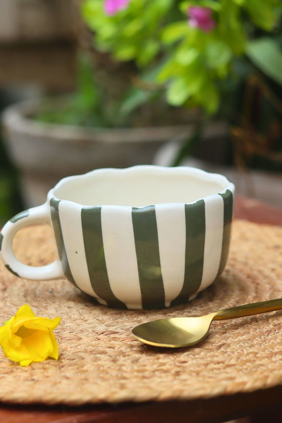 handmade Green Striped Mug