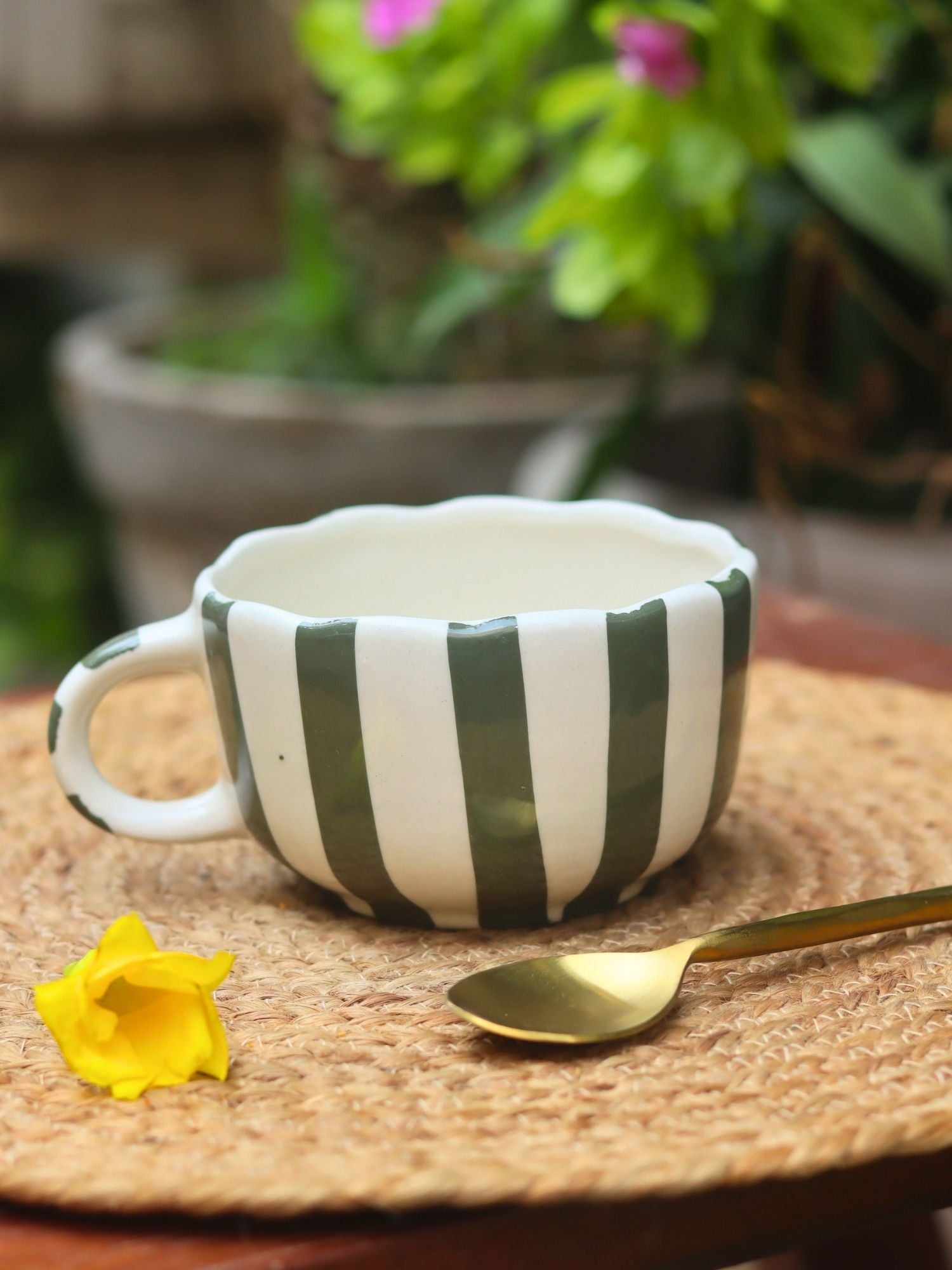 handmade Green Striped Mug