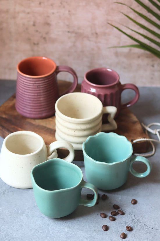 Set of 6 The Daily Brew Mugs (for the price of 5) handmade in india