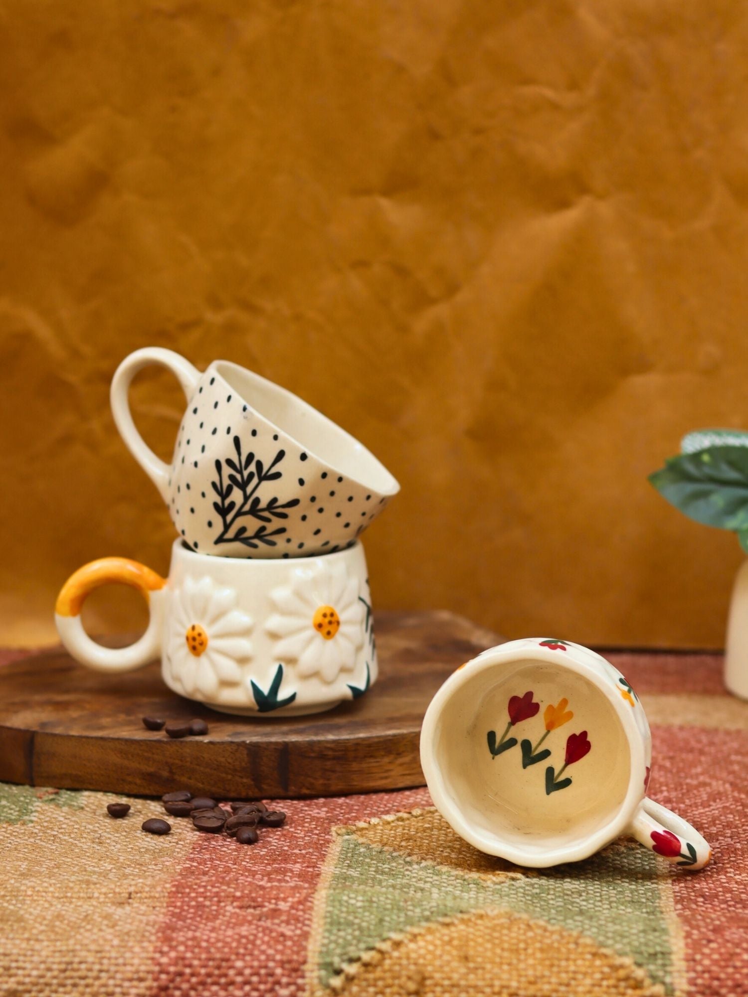 Set of 3 - Blooming Mugs Combo handmade in India