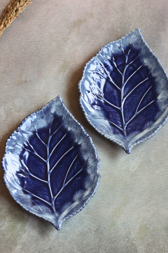 Shades of Blue Leaf Platters
