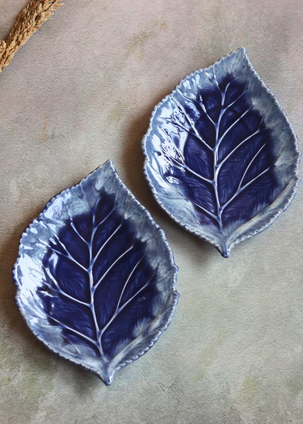 Shades of Blue Leaf Platters