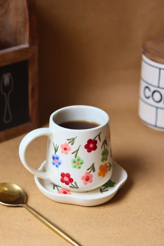 Floral Blossom mug & Handmade dessert Plate handmade in india