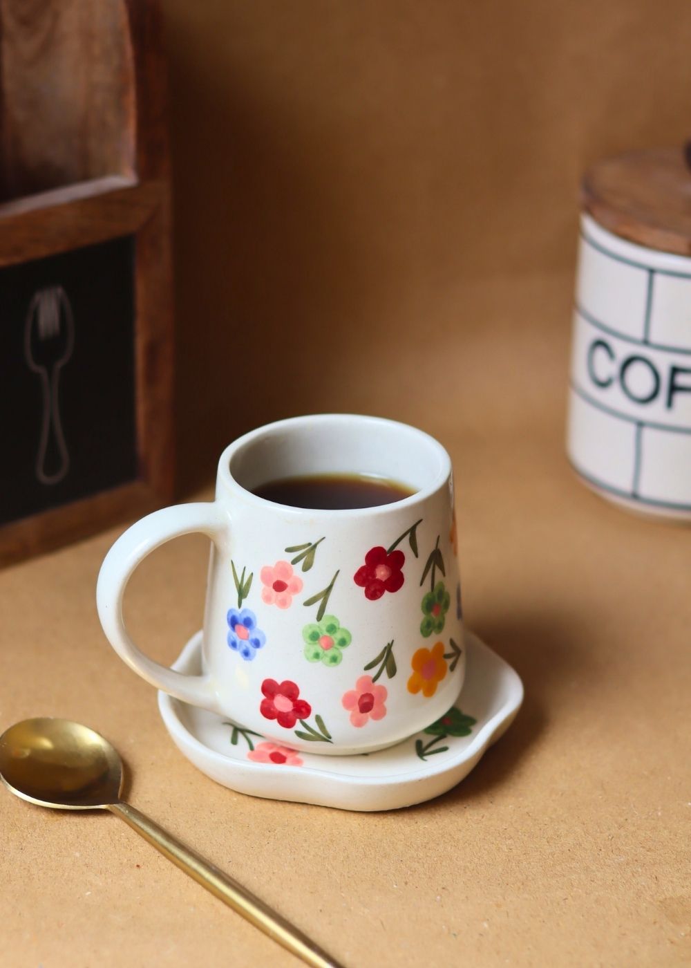 Floral Blossom mug & Handmade dessert Plate handmade in india