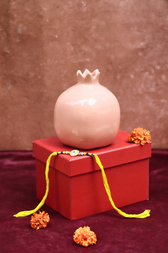 Peach Anar vase Rakhi Gift Box with premium quality material