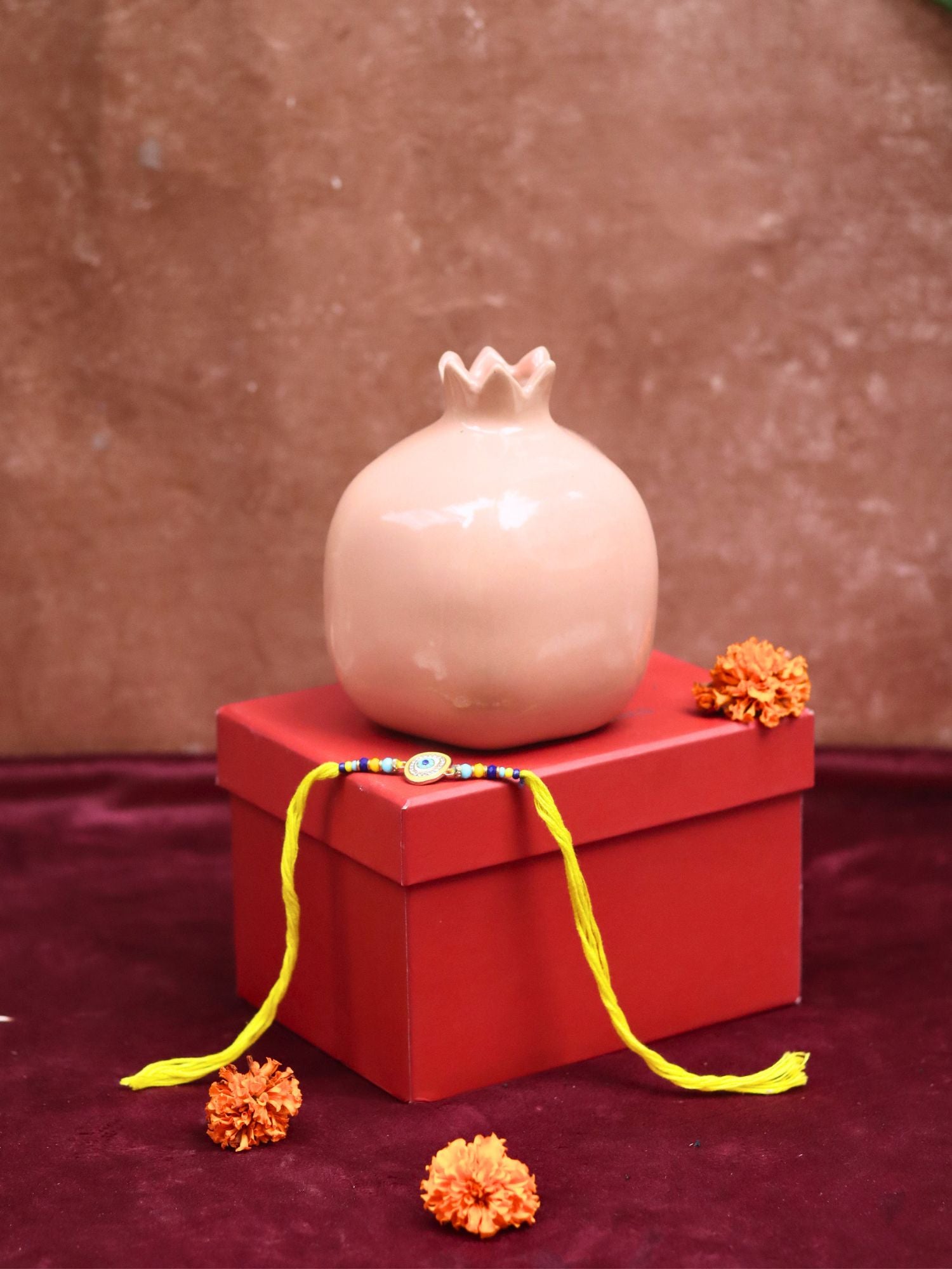 Peach Anar vase Rakhi Gift Box with premium quality material