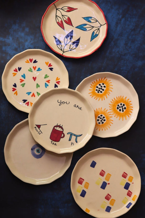 Set of 6 Dine & Shine Snack Plates (for the price of 5) handmade in India